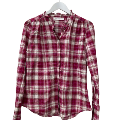 Skin and Threads Women's  Size 2 Button Up Top Pink  / White 