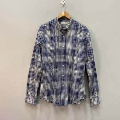 Trenery Mens  Size XL Checked Shirt Blue / White 