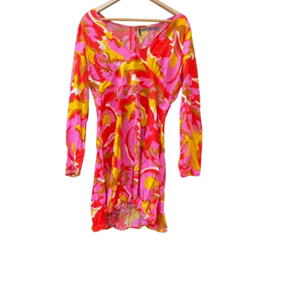 Mister Zimi Size 14 Long Sleeve Dress Multicoloured / Pattern 