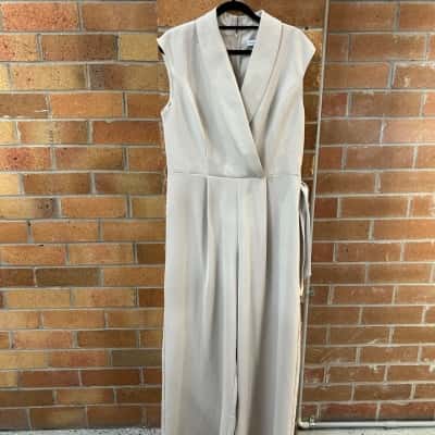 Style State Womens  Size 14 Sleeveless Jumpsuit Beige / Cream 