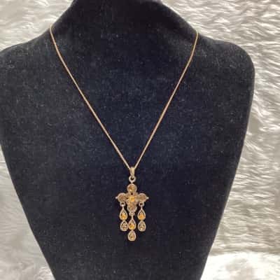  Womens Vintage style Brass tone Necklace 