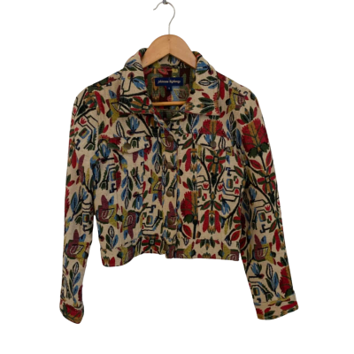 Princess Highway Womens  Size 8 Cropped Jacket Beige / Floral / Multicoloured 