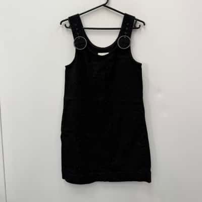 Country Road Black Denim Pinafore Dress - Size 6 