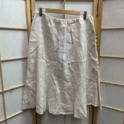 MADE IN ITALY Size XXXL A-Line Linen Skirt With Elasticised Waist 
