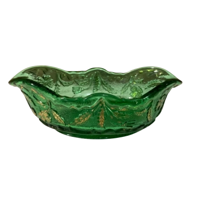 Antique Delaware Pattern Green Glass Bowl 