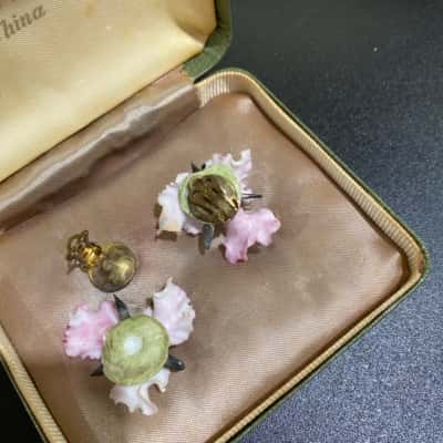  Vintage “ Royal Crown Derby “ porcelain Women's earrings 