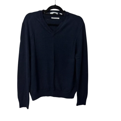 Trenery Mens  merino Size L V-Neck Jumper Navy Blue 