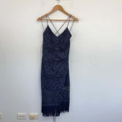 Two Sisters Navy Blue Lace Midi Dress  Size 16 