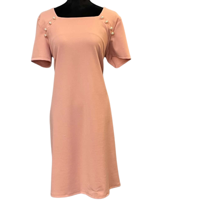 Nina Leonard Womens Size XL Midi/Short Sleeve Dress Pearl/Pink