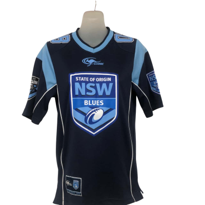 NRL NSW State of Origin Jersey Size 12 Kids Black  / Blue / Navy Blue / White 