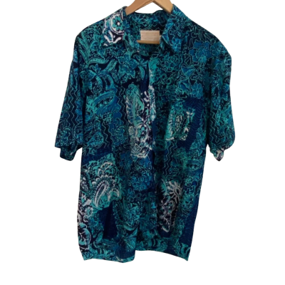  Mens  Size XXL Short Sleeve Shirt Black  / Blue 