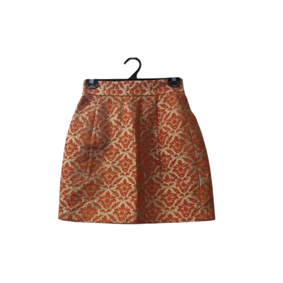 Cue Women's Size 10 Mini Skirt Gold / Orange / Pattern 
