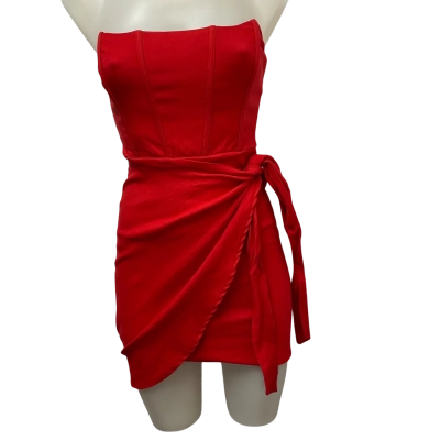 HELLO MOLLY Strapless Corset Womens  Size XS Mini Dress Red 