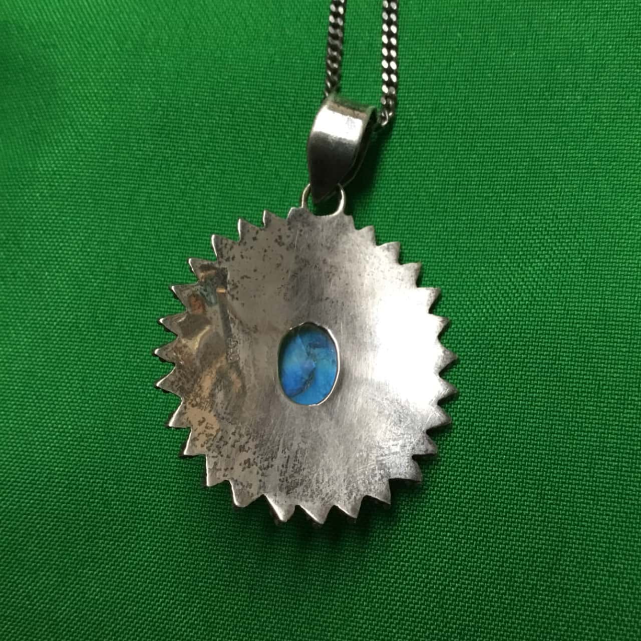 Vintage 925 Italian Silver 60cm Necklace With Pendant and Moonstone