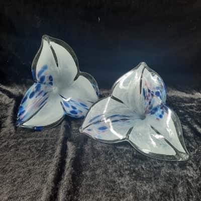 Murano-Style Art Glass Lily Flowers