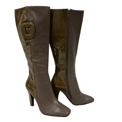 Sachi leather khaki boots, Size 6.5