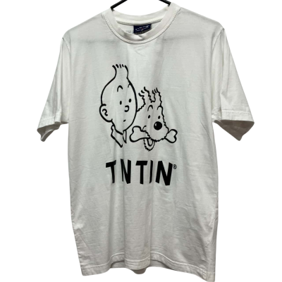 Herge / Moulinsart TINTIN  T-Shirt  Unisex  Size M Black  / White 