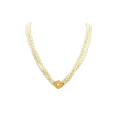  Freshwater Pearl 3 strand Vintage Necklace Sterling clasp