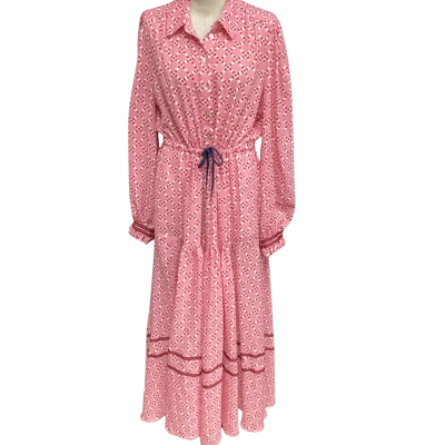 365 Days  Size L Long Sleeve Maxi Dress Pink  / Red / White 