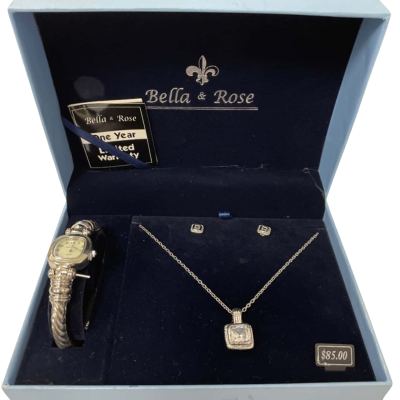  Womens Bella & Rose Silver Jewellery Box Set