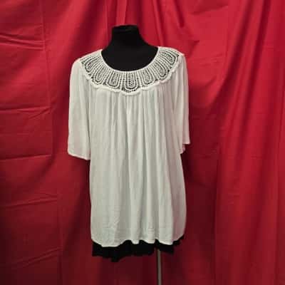  ***Womens "Jenya" Size 24 White Peasant Style Top 