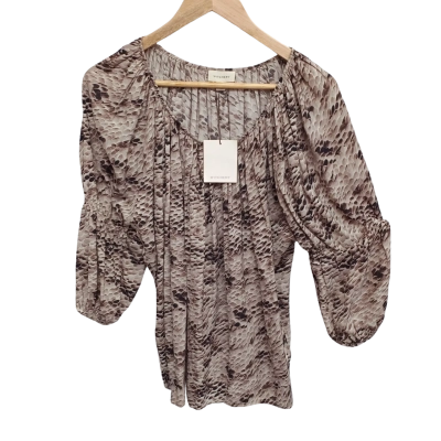 Witchery Womens  Size 6 3/4 Sleeve Top Animal print / Brown 