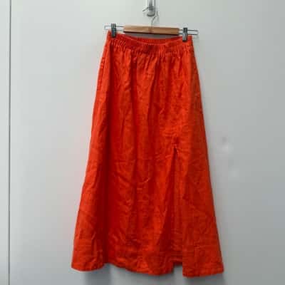 MØN RENN - Blaze Midi Skirt - Size 10 Orange 