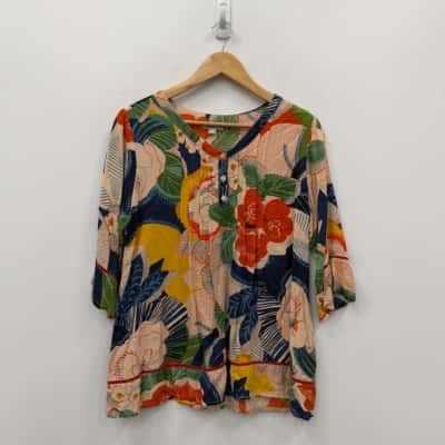 Orientique Floral Top - Size 10 
