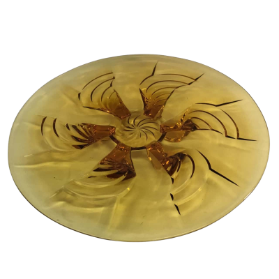 Vintage Amber Glass Footed  Plate Approx 26 cm Diameter