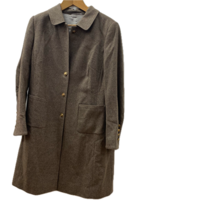  Herringbone Men's Wool Coat Size 42 Brown 