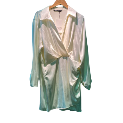 Zara Womens  Size L Long Sleeve Dress Off White 