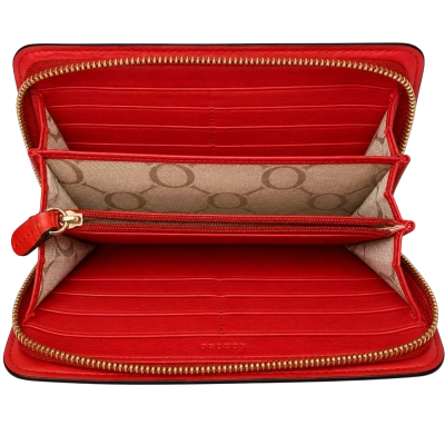 Oroton Red Leather Zip Around Wallet Continental Purse Organiser