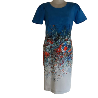 Art Simply by Dolcezza.  Fitted Colourful Art Dress.  Size M 