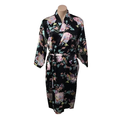 Sussan Womens approx Size S Black / Multicoloured Patterned Short Sleeve Robe 