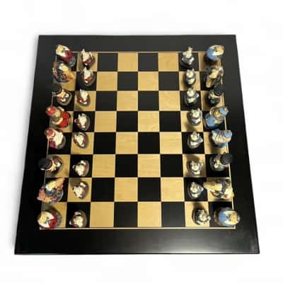 Studio Anne Carlton Alice in Wonderland Hand Made Painted Chess Set And Board
