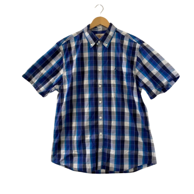 R.M. Williams Mens  Size XL Short Sleeve Shirt Checked Blue/White