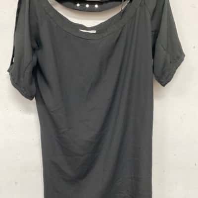 Mossman Womens  Size 10 Short Sleeve Shirt Black  