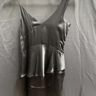 White Suede Womens  Size 8 Black Shiny Top