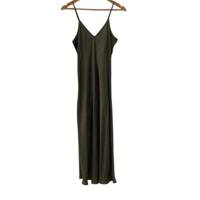 Silk Laundry Womens  Size L Shoestring Strap Dress Khaki RRP$380
