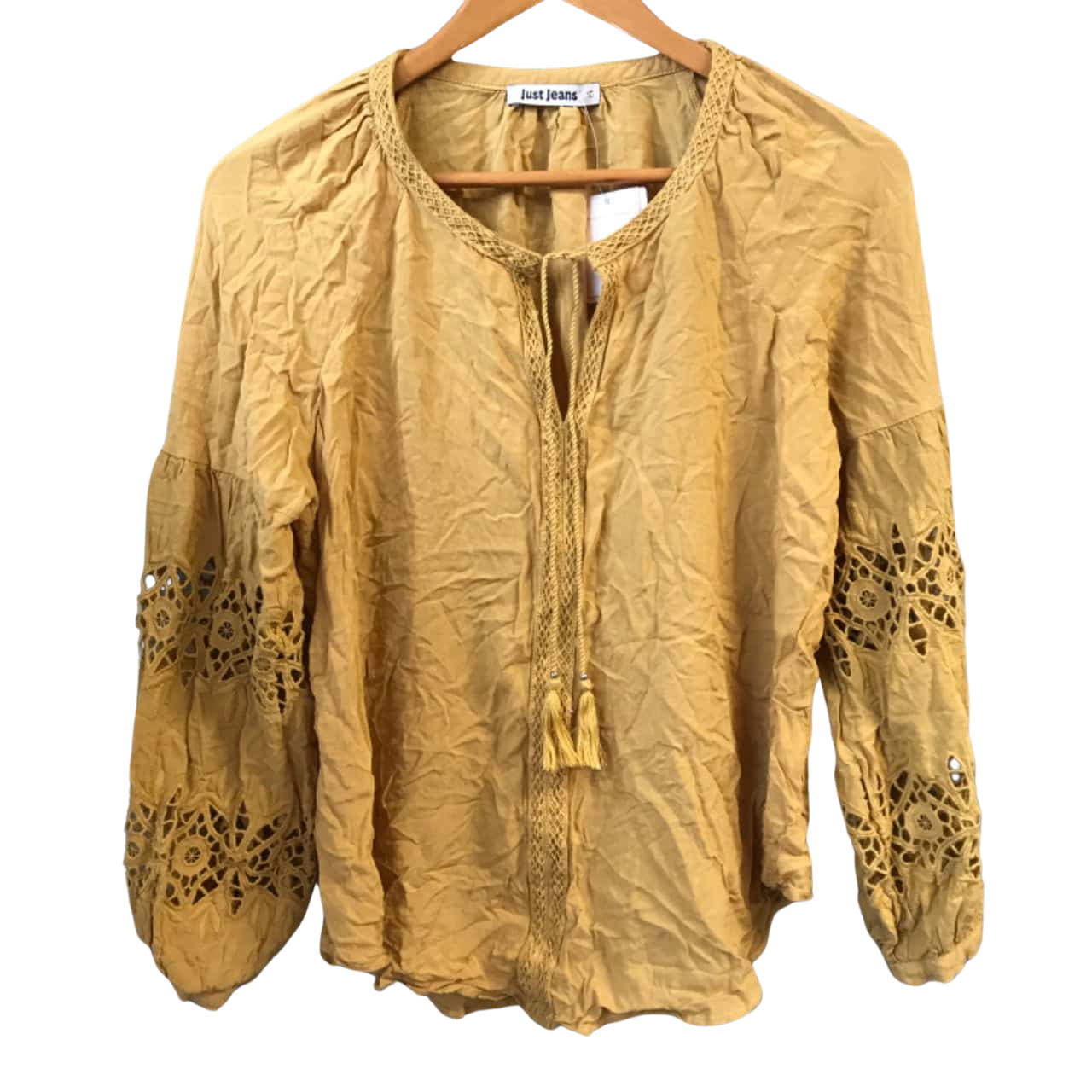 Just Jeans Long Sleeve Lace Panel Top Size 10(s)