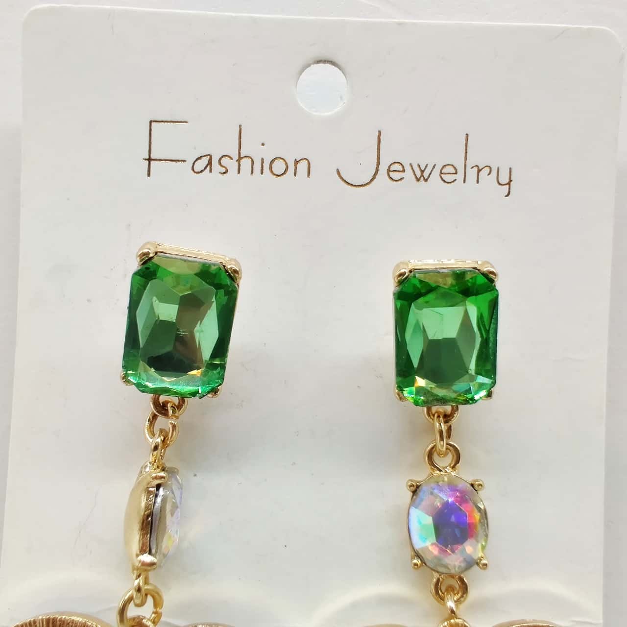 Stunning 7cm Drop Emerald (Costume Jewellery) With Real Paua Shell