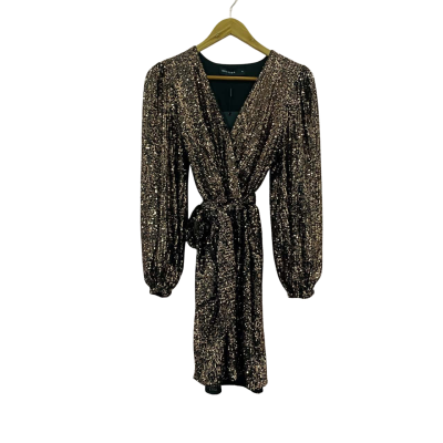 Decjuba Bronze sequin midi wrap dress Women's size 8