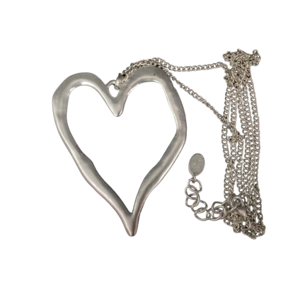  Funshine London Long Heart Necklace Silver 