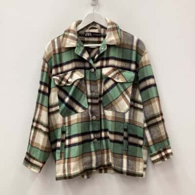 Zara Flannel Coat - Size M