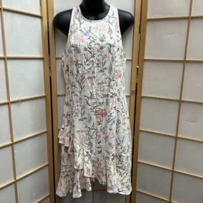 Piper Womens Size 12 Sleeveless Dress Floral / Multicoloured / White 