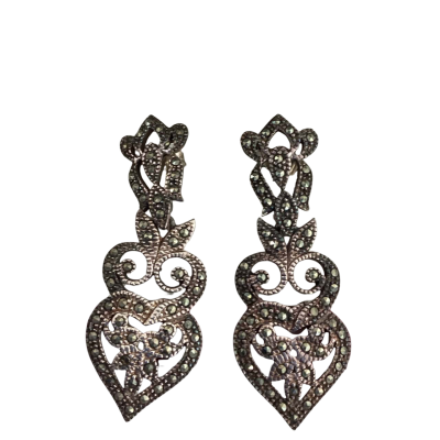 Vintage Womens Earrings Sterling Silver Filigree Stamped 925