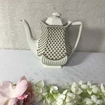 Wm Adams & Sons Real English Ironstone "Sharon" Brown Shamrock Pattern Coffee Pot
