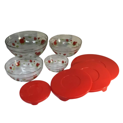 Beautiful Red Rose Bowl Containers with Lids 
