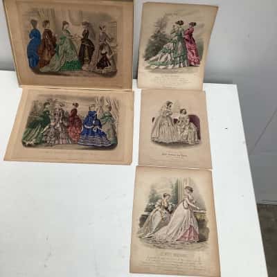 GODEY'S  Ladies Fashions for April and October  1869 Prints plus 3 small prints