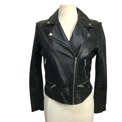 Emerge Womens  Size 10 Leather Jacket with Zip Accents  